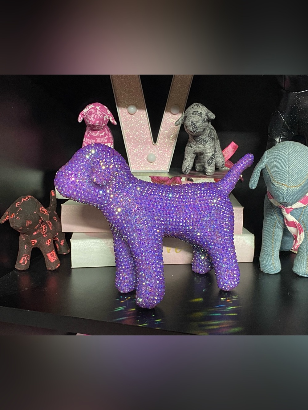 Light Purple Rhinestone Bling Victoria’s Secret VS PINK Mini Dog Y2K Vintage